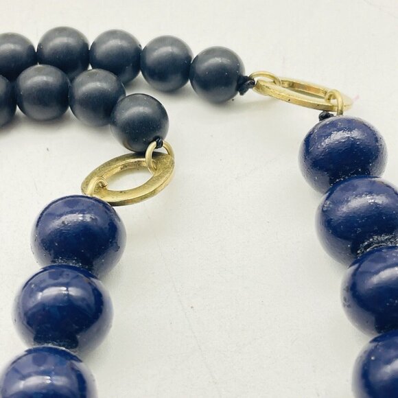 KENNETH COLE NY Beaded Necklace Blue Black Gold Tone Classic Career Cosplay LARP - Picture 3 of 7